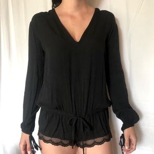 ONE TEASPOON 🖤 Cinched Lace Trim Romper